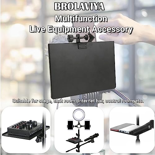 BROLAVIYA Microphone Stand Shelf Adjustable Metal Tray Holder, Compatible with Most Microphone Stands and Music Tripod Stands, Size 7.9” X 5.7” inch - Image 4