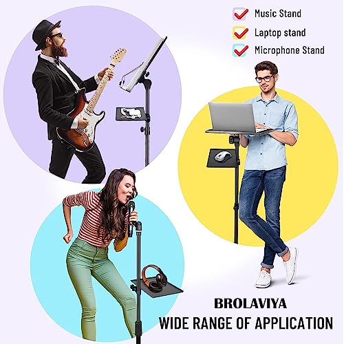 BROLAVIYA Microphone Stand Shelf Adjustable Metal Tray Holder, Compatible with Most Microphone Stands and Music Tripod Stands, Size 7.9” X 5.7” inch - Image 5