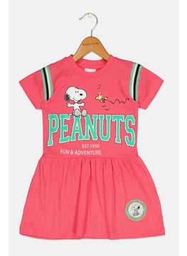 Peanuts Kids Girl  Short Sleeve Graphic Dress, Pink  - Image 1