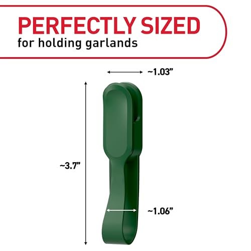 Command Garland Holder, Fireplace Mantle Garland Holder for Displaying Garlands, Wreaths, and Holiday Decor Without Leaving Damage, Holes, or Residue, Holds 2lbs, Green, 6 Pack - Image 2