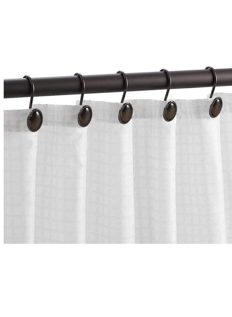 Metal Shower Curtain Hooks Oil-Rubbed Bronze Rustproof Decorative Rings for Bathroom Liner Rod 12Pcs - Image 1