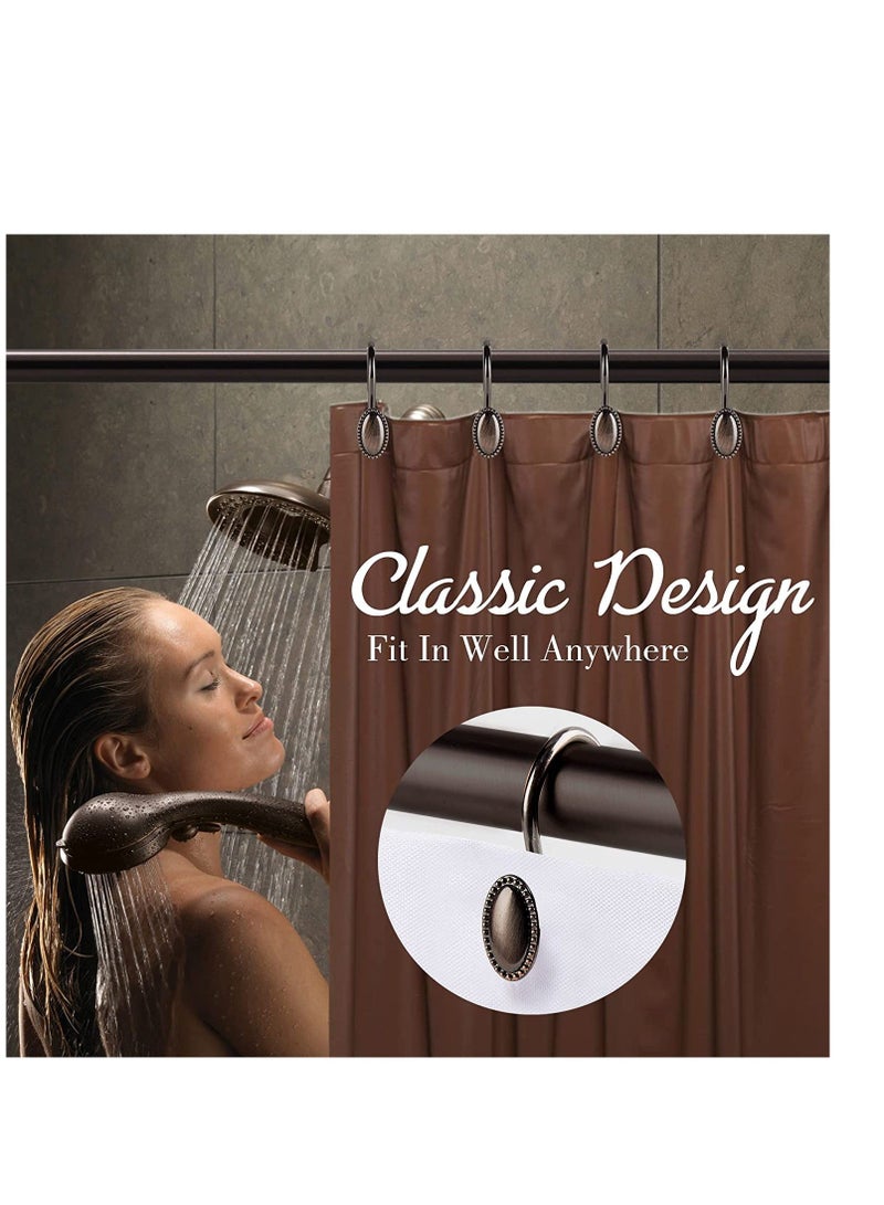 Metal Shower Curtain Hooks Oil-Rubbed Bronze Rustproof Decorative Rings for Bathroom Liner Rod 12Pcs - Image 2