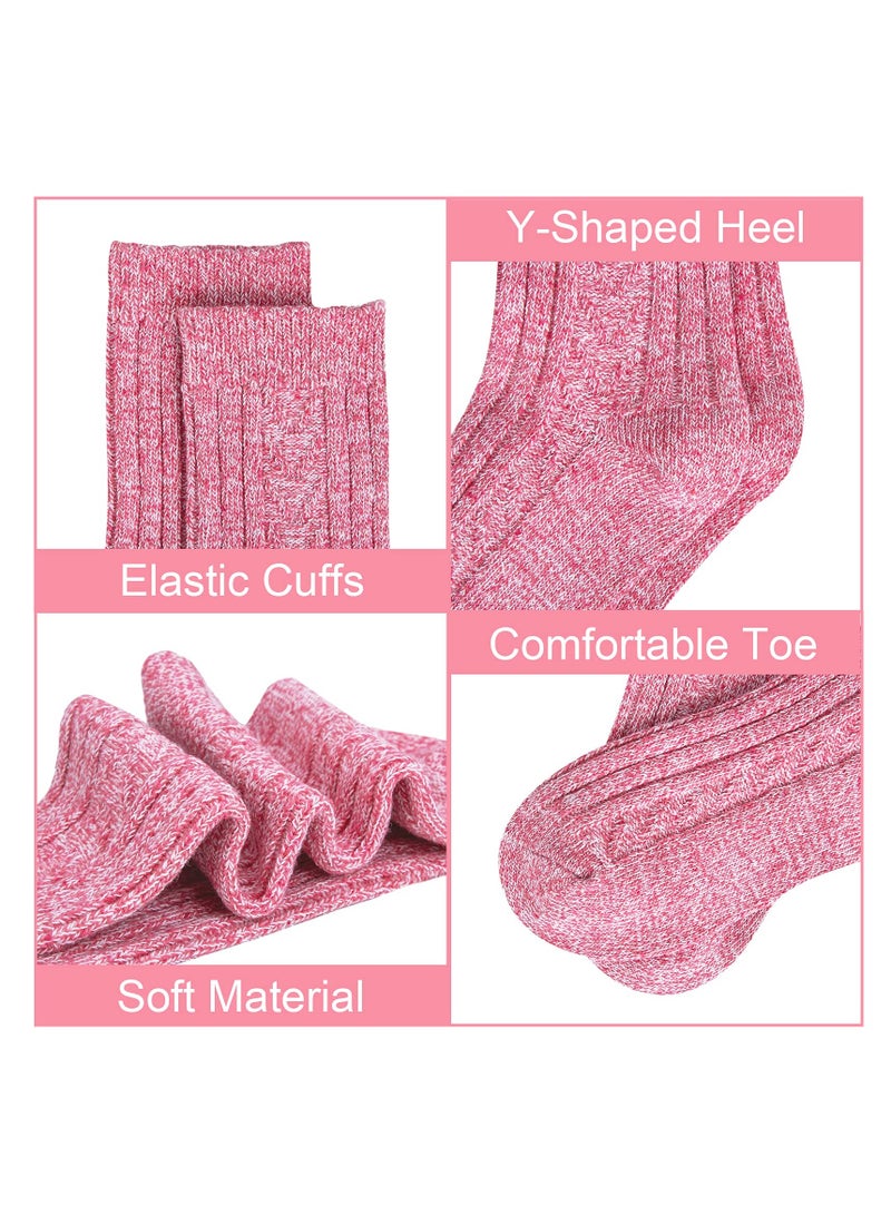 5 Pairs of Cozy Warm Thick Knit Vintage Wool Socks for Women Casual Gift Collection in Solid Colors - Image 4