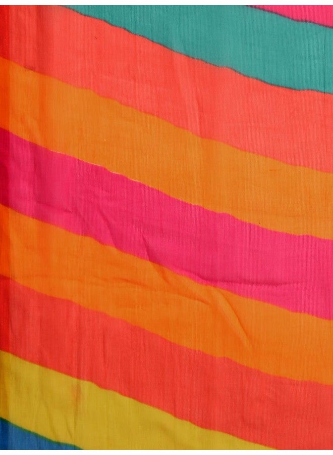 rytras Yellow & Turquoise Blue Colourblocked Pure Chiffon Saree - Image 5
