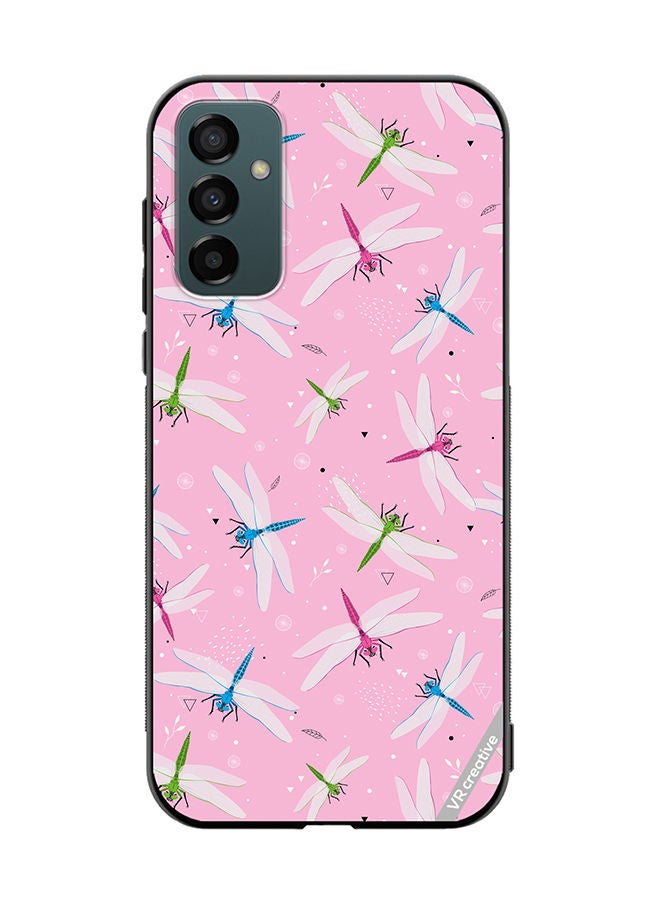 VR CREATIVE Protective Case Cover For Samsung Galaxy F23 Dragonfly And Flowers Pattern On Pink Design Multicolour - Image 1