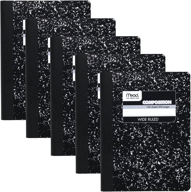 Mead Composition Notebooks, Wide Ruled Paper, 100 Sheets, Comp Book, 5 Pack (72368) - Image 1