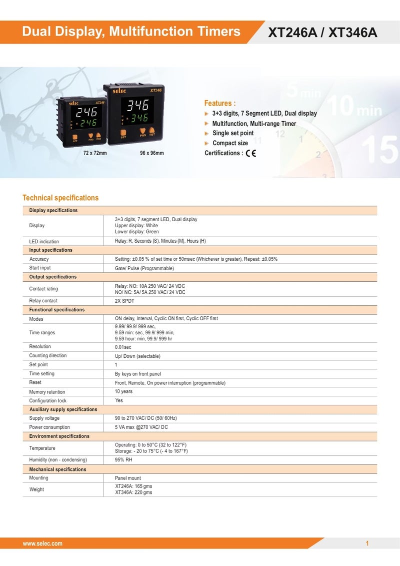 Selec Multifunction, Multirange timer, Single set point SELEC XT246A (same as XT246) - Image 2
