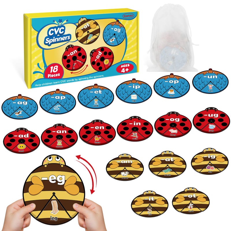 Kasfalci CVC Word CardsCVC Word GamesPhonics GamesSpeech Therapy Toys for Toddlers KidsLearn to ReadSpelling Reading Learning GameKindergarten Preschool Learning Activities Educational Toy - Image 3