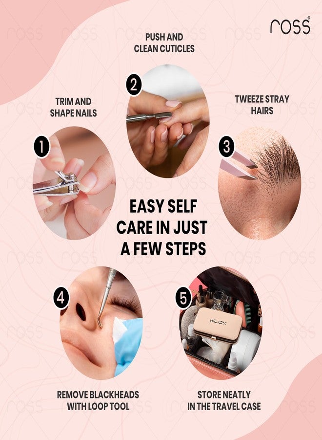 ROSS 10-in-1 Manicure & Pedicure Kit for Men & Women | Travel Grooming Set with Premium Stainless Steel Tools | Nail Cutter, Scissors, Tweezer, File & More | Compact, Stylish & Unisex Design - Image 5