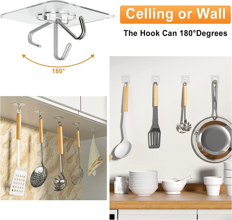 Abro Ultra Grip Heavy Duty 10KG Waterproof Adhesive Wall Hook for Home Office Outdoor Hook 4, 6 Cm, Clear - Image 5