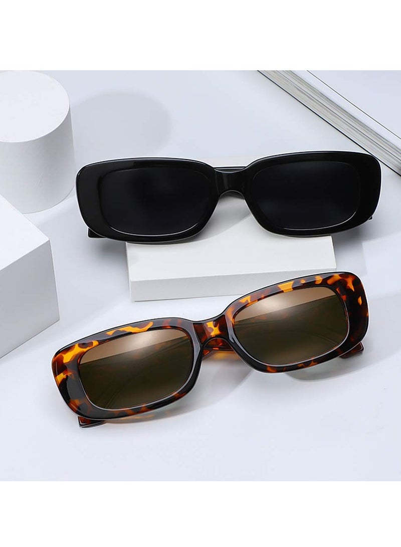 SYOSI Retro Rectangle Sunglasses Women and Men Vintage Small Square Sun Glasses Protection Glasse, UV400 Protection Glasse, Vintage Driving Glasses 90’s Fashion Narrow Square Frame - Image 5