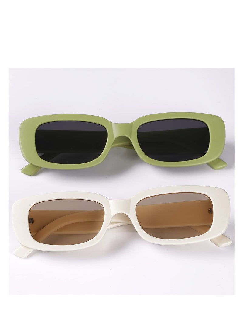 SYOSI Retro Rectangle Sunglasses Women and Men Vintage Small Square Sun Glasses Protection Glasse, UV400 Protection Glasse, Vintage Driving Glasses 90’s Fashion Narrow Square Frame - Image 4