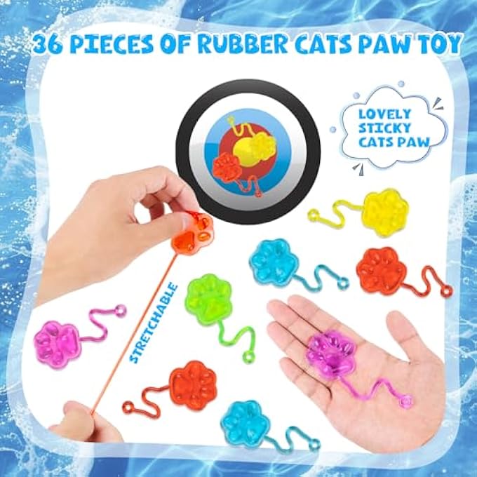 VEYLIN 36Pcs Cat Claw Sticky Toy BulkStretchy Sticky Toy for Kids Throw at Wall, Cat Claw Stickys Toys Birthday Party Favors and Gift - Image 3