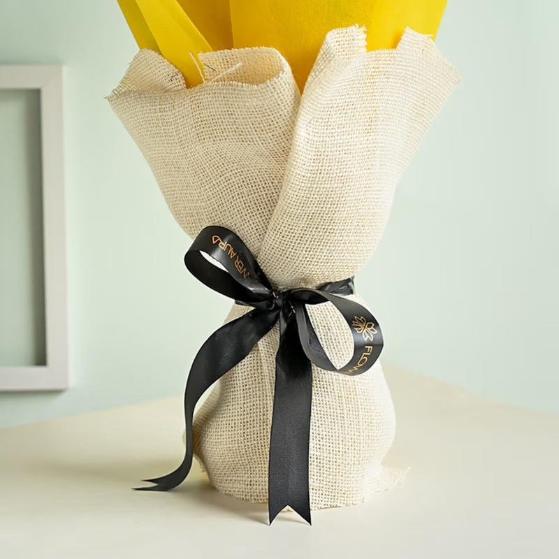 FlowerAura Fresh Flower Bouquet Gift 12 Yellow White Rose Flowers With Topper For Birthday Gift Gift Gift For Papa Gift For Dad Gift For FatherInLaw Same Day Delivery - Image 3