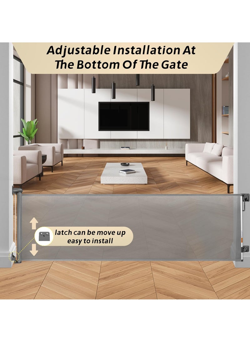 Mr. Penda Baby Safety Gate, Extends to 300cm Retractable Mesh Barrier, 86cm Tall Panel with Auto Lock Mechanism, for Large Doorways Wide Stairs and Open Hallways, Baby Proofing Essential (Gray) - Image 4