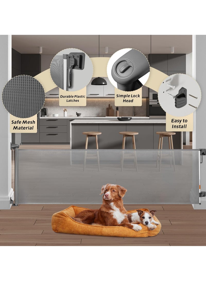 Mr. Penda Baby Safety Gate, Extends to 300cm Retractable Mesh Barrier, 86cm Tall Panel with Auto Lock Mechanism, for Large Doorways Wide Stairs and Open Hallways, Baby Proofing Essential (Gray) - Image 5
