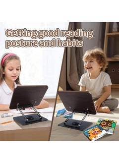 ELFSA 360 degree rotating bookshelf, foldable wooden laptop bookshelf, multifunctional reading rack for magazine recipe display  - Image 3