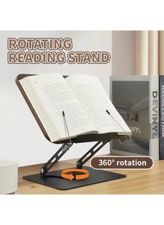 ELFSA 360 degree rotating bookshelf, foldable wooden laptop bookshelf, multifunctional reading rack for magazine recipe display  - Image 5