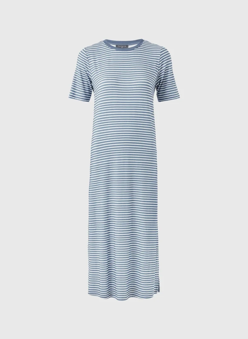 Blue Stripe T-Shirt Midi Dress