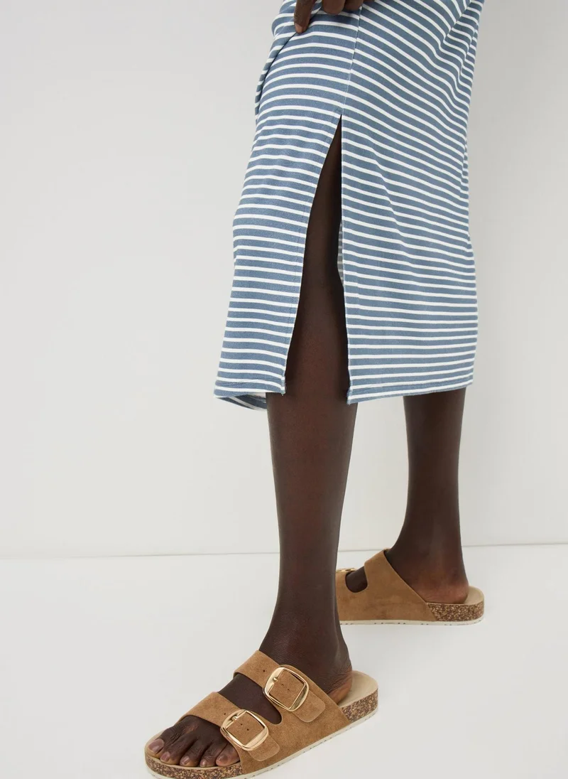 ماتلان Blue Stripe T-Shirt Midi Dress