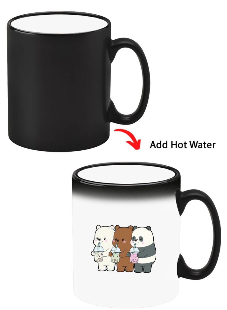 Theodor Color Changing Heat Sensitive Ceramic Mug, Image Revealed When HOT Liquid is Added! 3 Panda Drinking  - Image 1