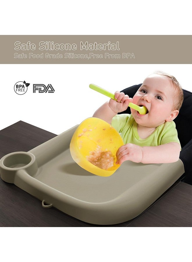 WaterLuu Upgraded Silicone Baby Dining Tray Compatible with Inglesina Fast Table Chair & Hook-On High Chairs, BPA-Free and Dishwasher Safe, Non-Slip Removable Baby Feeding Tray (Brown) - Image 4