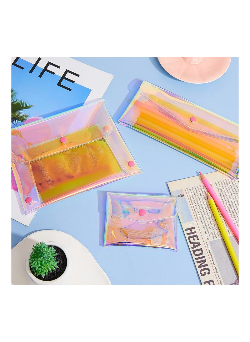 Holographic Makeup Bag,  3Pcs Pencil Pouch Clear Transparent Iridescent Cosmetic Bag Organizer Travel Hologram Handbag Clear Coin Purse for Teen Girls Women Kids (Three Sizes) - Image 3
