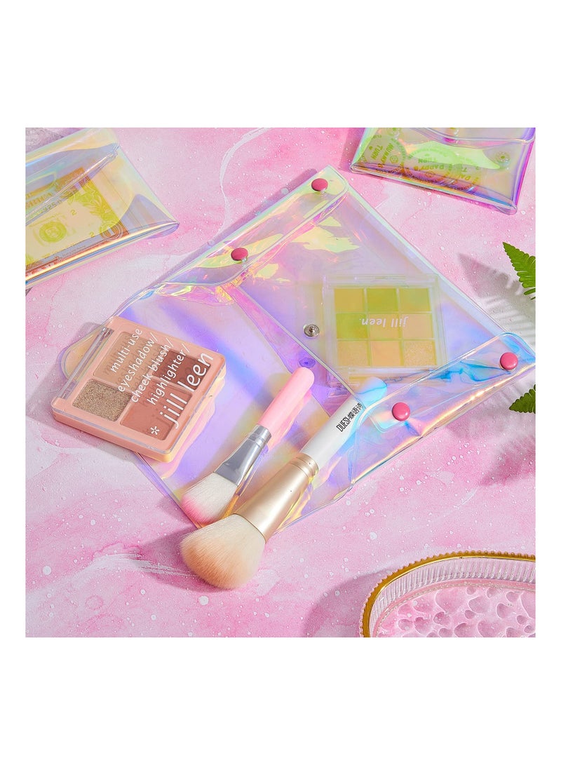 Holographic Makeup Bag,  3Pcs Pencil Pouch Clear Transparent Iridescent Cosmetic Bag Organizer Travel Hologram Handbag Clear Coin Purse for Teen Girls Women Kids (Three Sizes) - Image 4