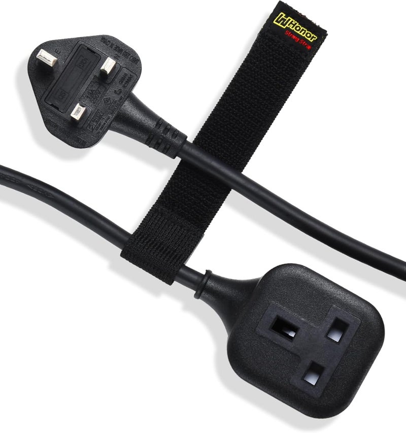 WHonor Extension Lead 20m, 1 Way Extension Cord with UK 3 Pin Plug Power Strip, Tough and Fireproof Single Extension Socket for Home&Office (20m, black) - Image 1