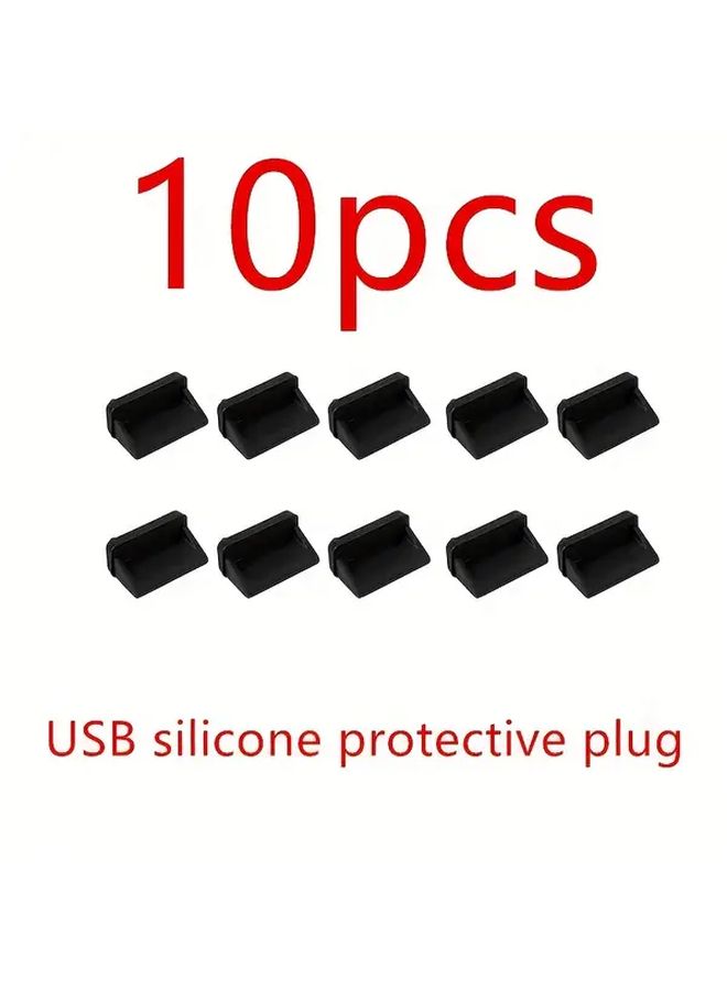 10 قطعة أغطية واقية لمنفذ USB السيليكونية، سدادات مضادة للغبار للمنفذ الأنثوي - Image 1