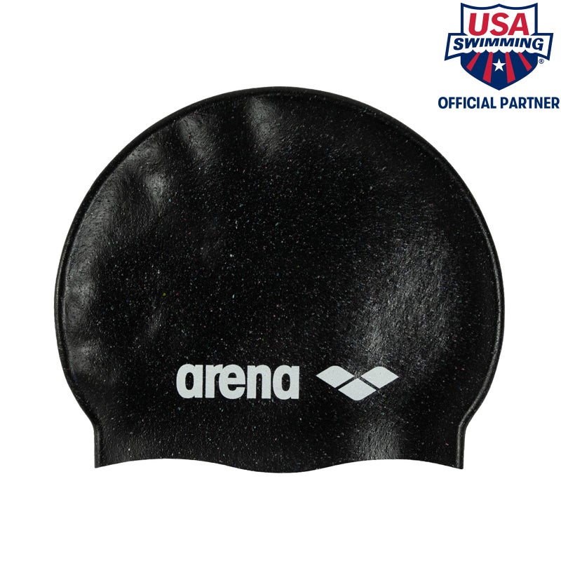 Arena Classic Unisex Recycled Silicone Swim Cap for Women and Men, Intensive Training and Racing Comfortable Long Hair Swimming Hat, Black/Multi - Image 2