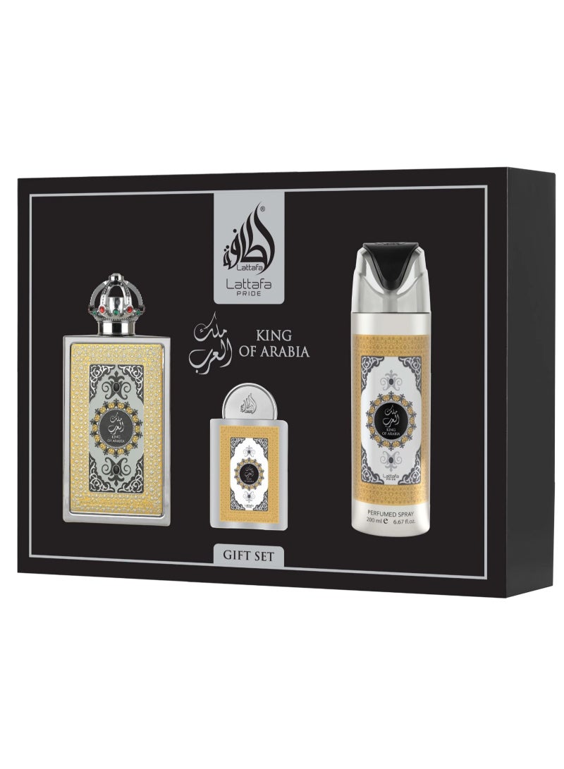 Lattafa PRIDE GIFTSET King Of Arabia | Set 3-Piece (Edp 100ml + Edp 20ml + Deodorant 200ml) - Image 1