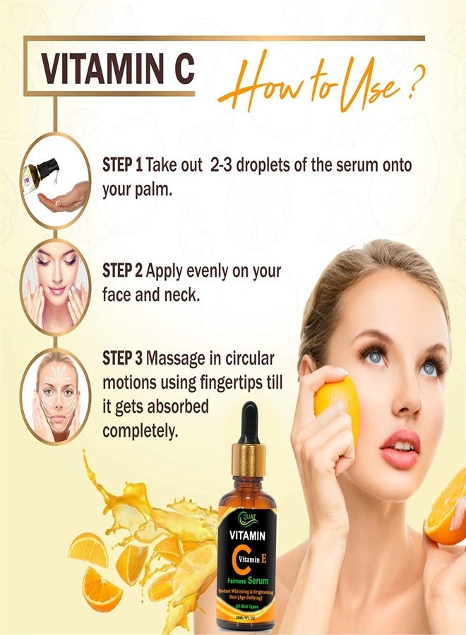 Quat Vitamin C & E Serum Helps Reduces Wrinkles Skin Booster, Women, Men (30ml) - Image 4