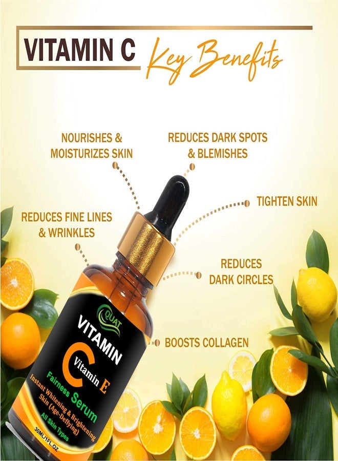 Quat Vitamin C & E Serum Helps Reduces Wrinkles Skin Booster, Women, Men (30ml) - Image 3