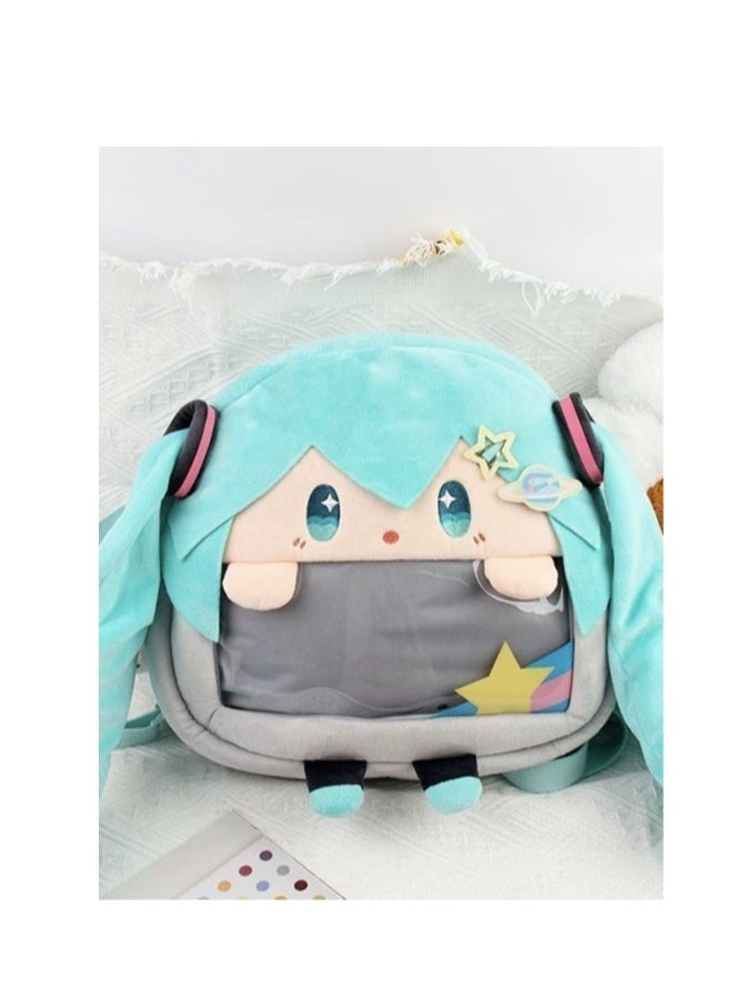 General - Hatsune Miku two-dimensional cute girl messenger bag cartoon doll backpack student bag transparent shoulder bag - Image 1