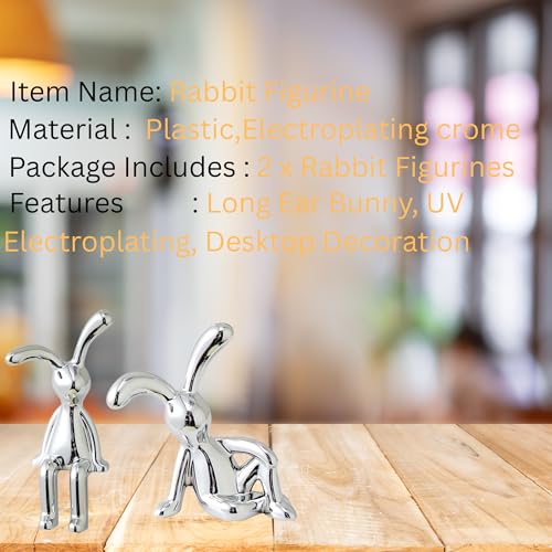 DETACHI Car Dashboard RABIT Statue Showpiece Figurine Gift with 2 Resin Adhesive Stickers, for Interior Decor, Table Birthday Gifts, Sculpture for Bedroom Sitting Sideways-4.5X2X8.5 CM - Image 2