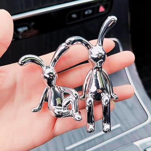 DETACHI Car Dashboard RABIT Statue Showpiece Figurine Gift with 2 Resin Adhesive Stickers, for Interior Decor, Table Birthday Gifts, Sculpture for Bedroom Sitting Sideways-4.5X2X8.5 CM - Image 3
