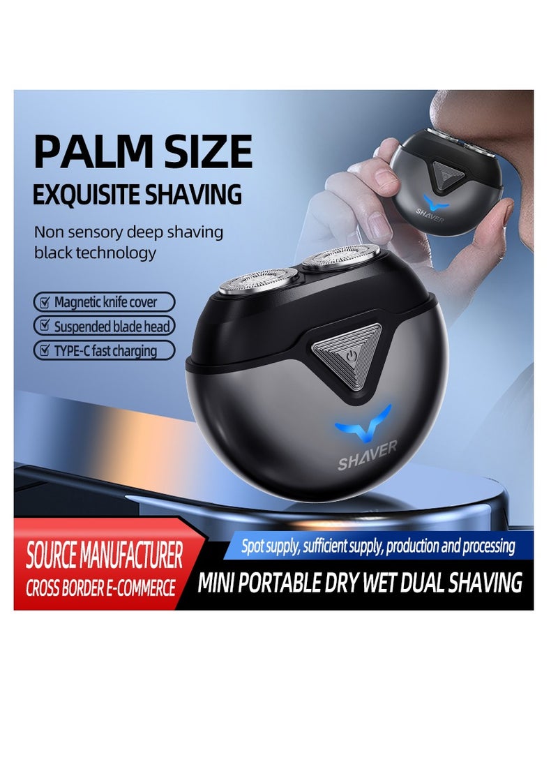CityRiya-Long Mini Dual-Head Electric Shaver, Portable Electric Razor for Men, Pocket Size Washable Double Head, Rechargeable Waterproof Shaver for Home, Car, Travel（T1-Black） - Image 3