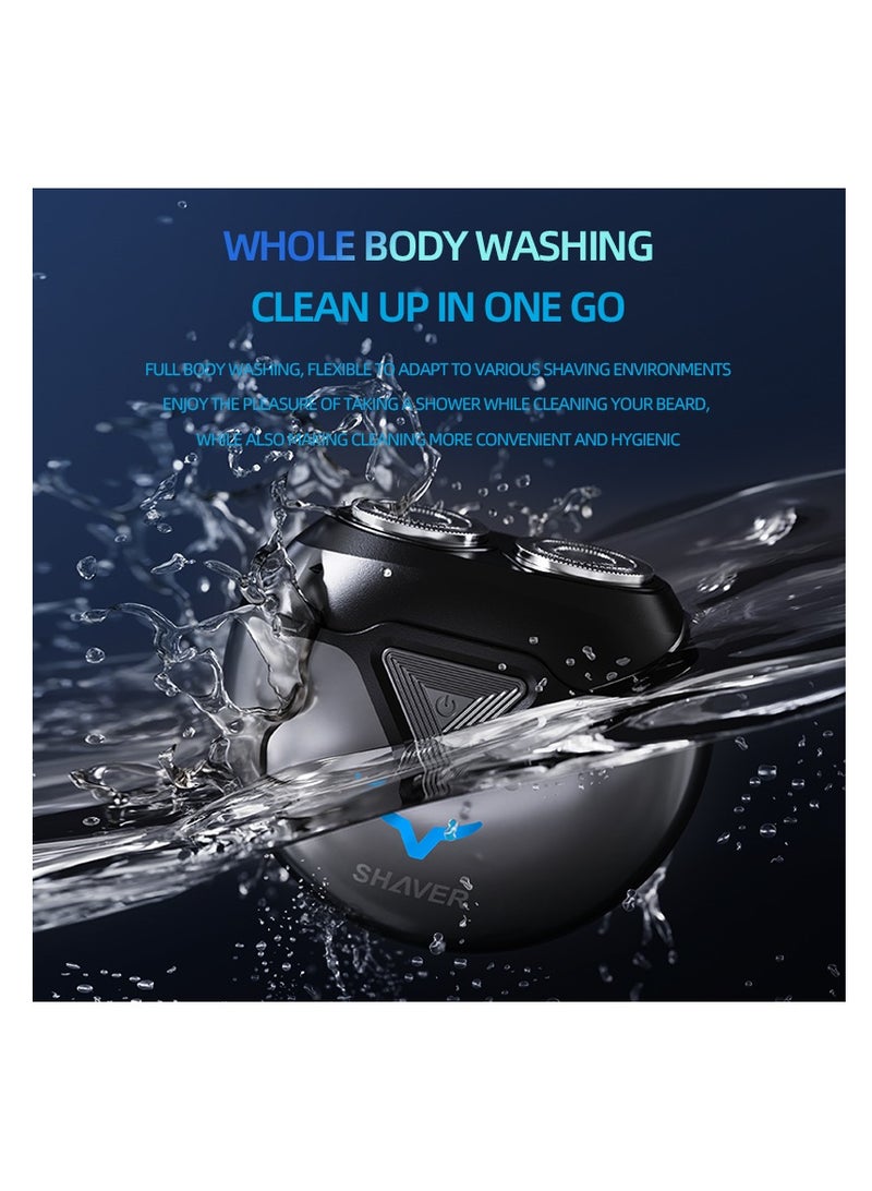 CityRiya-Long Mini Dual-Head Electric Shaver, Portable Electric Razor for Men, Pocket Size Washable Double Head, Rechargeable Waterproof Shaver for Home, Car, Travel（T1-Black） - Image 5