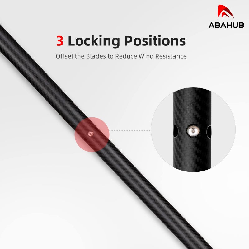 Abahub 1 x Carbon Kayak Paddles, 90.5 Inches Kayaking Oars for Boating, Canoeing with Extra Paddle Leash, Carbon Fiber Shaft Black Plastic Blades - Image 5