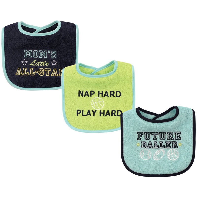 Luvable Friends Unisex Baby Cotton Drooler Bibs with Fiber Filling, Sports, One Size - Image 4