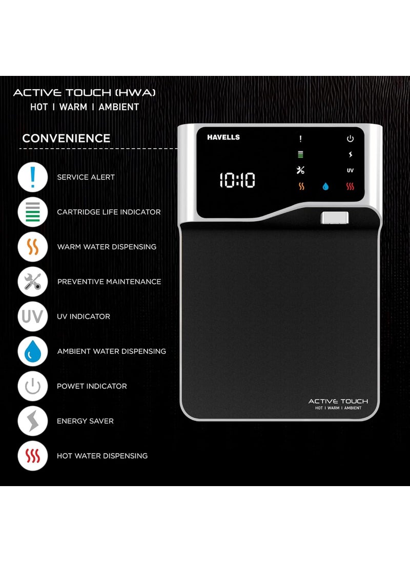 Havells Havells Active Touch HOT WARMAMBIENT HWA UV Water Purifier with Auto Diagnostic Maintenance alerts Black Suitable for tanker municipal water  - Image 3