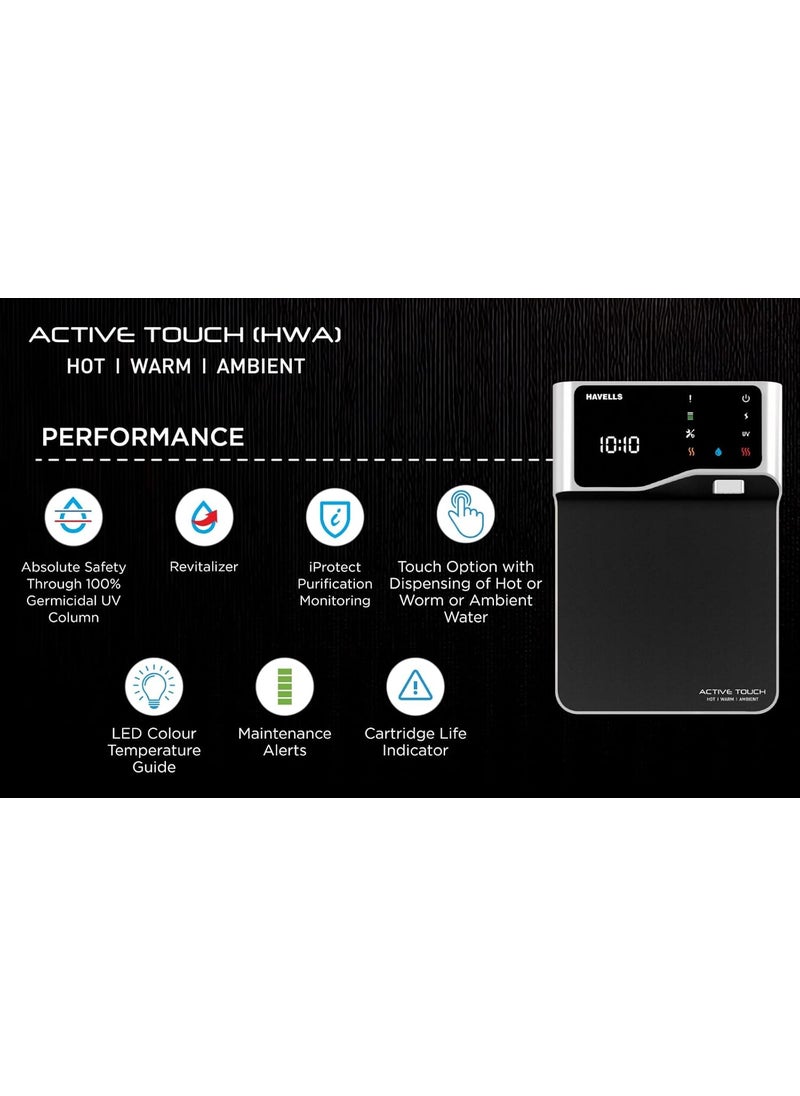Havells Havells Active Touch HOT WARMAMBIENT HWA UV Water Purifier with Auto Diagnostic Maintenance alerts Black Suitable for tanker municipal water  - Image 4