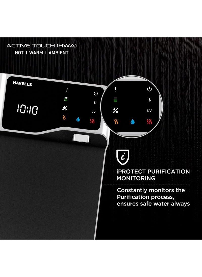 Havells Havells Active Touch HOT WARMAMBIENT HWA UV Water Purifier with Auto Diagnostic Maintenance alerts Black Suitable for tanker municipal water  - Image 2