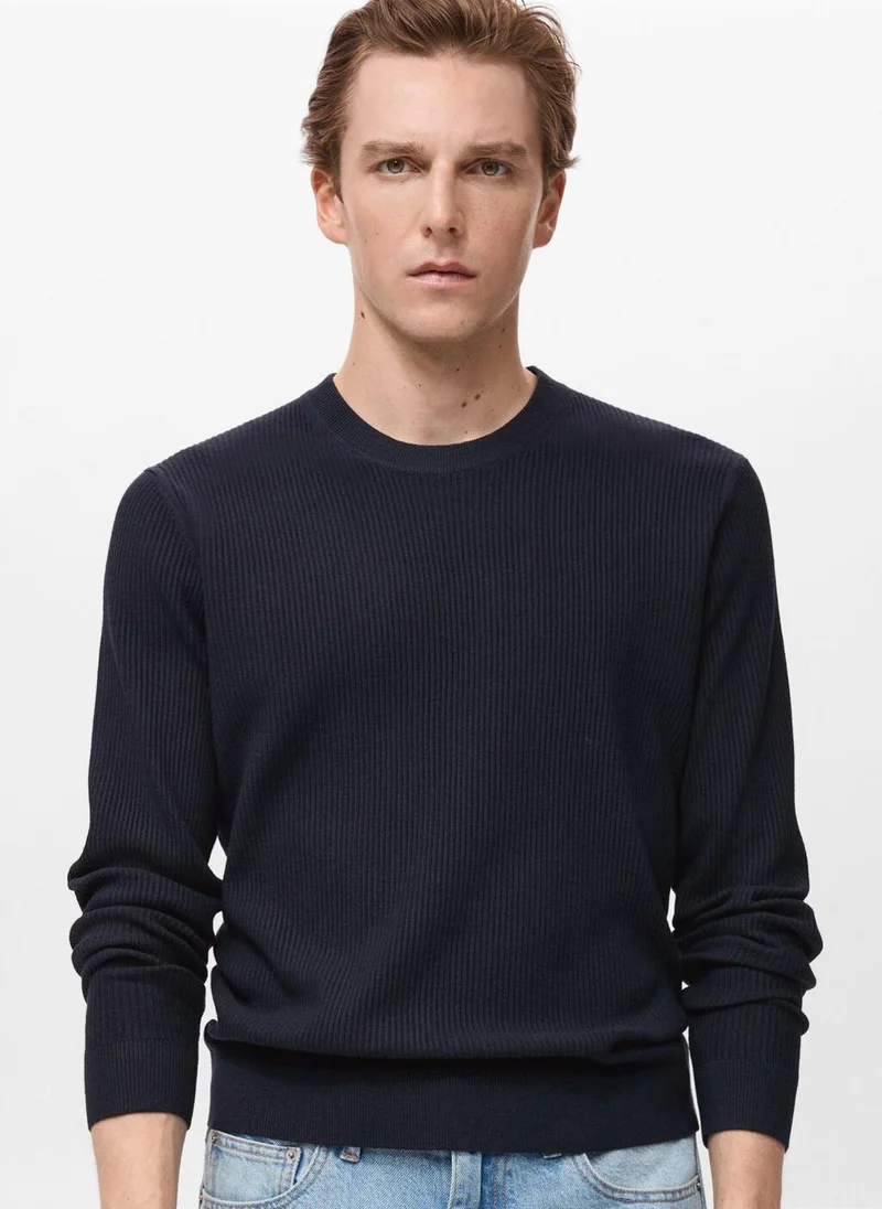 مانجو Fine Rib-Knit Cotton Sweater