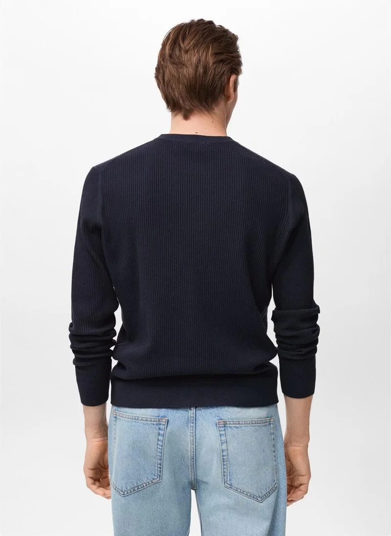 مانجو Fine Rib-Knit Cotton Sweater
