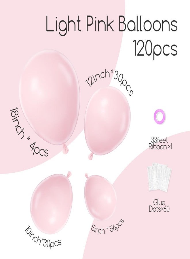 awenztech 120pcs Light Pink Balloon Arch Kit, 18 12 10 5 Inch Pastel Pink Latex Balloons Different Sizes Baby Pink Balloon Garland for Graduation Bridal Baby Shower Gender Reveal Birthday Party Decorations - Image 2
