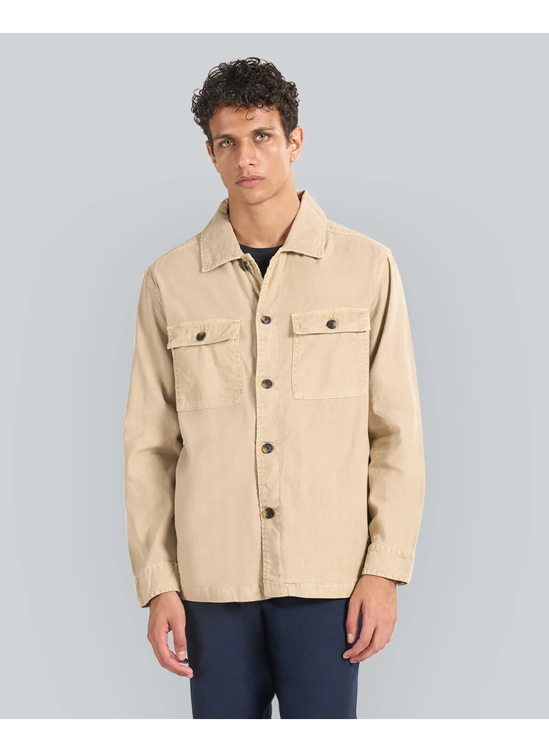 غانت Regular Fit Cotton Linen Overshirt