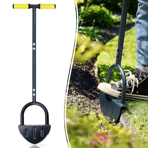 Colwelt Saw-Tooth Edger Lawn Tool, Half Moon Lawn Edger with T-Grip, Sidewalk Grass Long Handled Step Edger, 38-Inch - Image 1