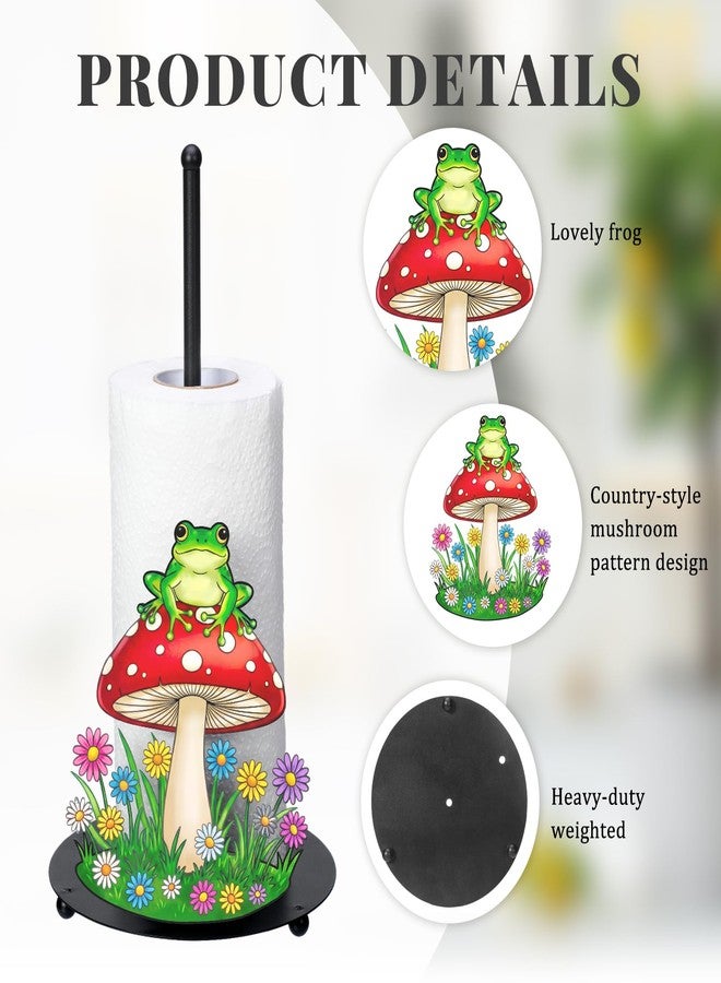 Chumia Frog and Mushroom Metal Paper Towel Holder Whimsical Rustic Paper Towel Holder Hanger Rack for Kitchen Countertop Farmhouse Countryside Home Decor Fit Standard Jumbo Rolls Cottagecore Gift - Image 5